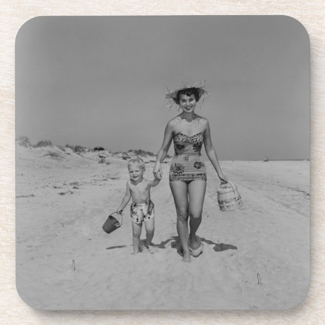 Mutter und Sohn Getränkeuntersetzer (Vorderseite)