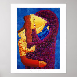 Mutter und Sohn Malerei Familienkunst drucken Poster