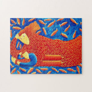 Mutter und Sohn mit Goldfish Modern Art Malerei