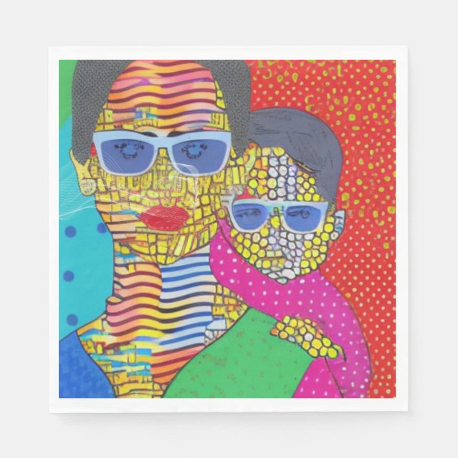 Mutter und Sohn Serviette (Vorderseite)