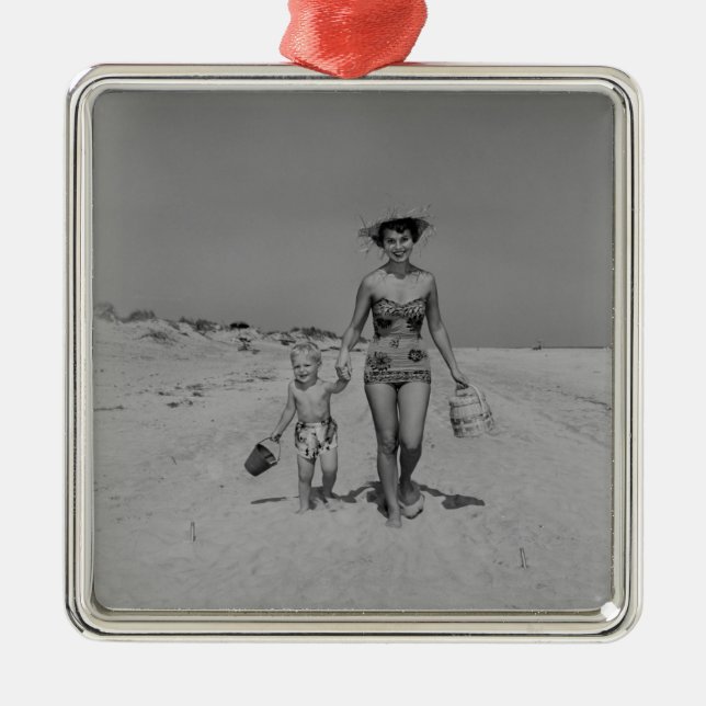 Mutter und Sohn Silbernes Ornament (Vorne)