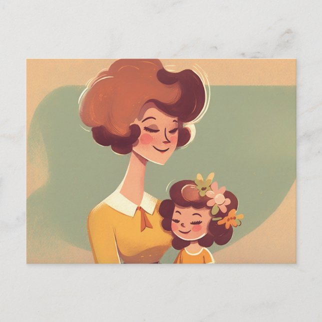 Mutter und Tochter 70er Postkarte (Vorderseite)