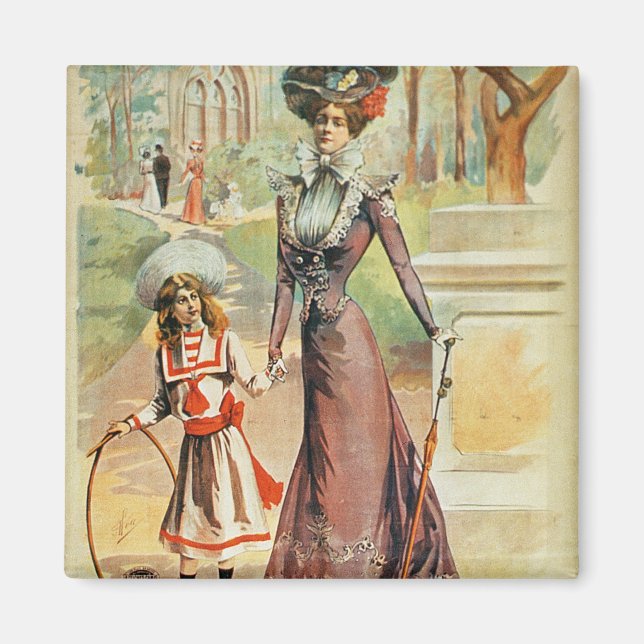 Mutter und Tochter auf einem Spaziergang (farbige  Magnet (Vorne)