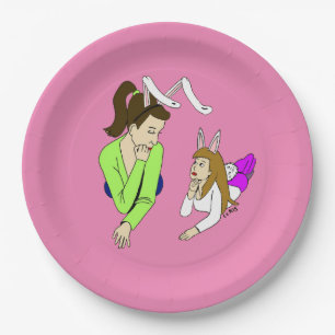 Mutter und Tochter Bunnygirls Pappteller