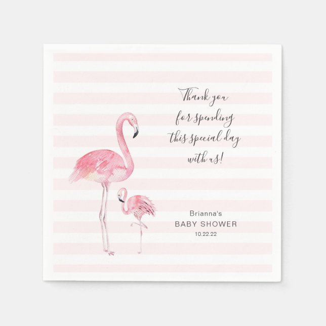 Mutter und Tochter Flamingo Babydusche Serviette (Vorderseite)