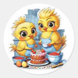 Mutter und Tochter in der Küche Runder Aufkleber