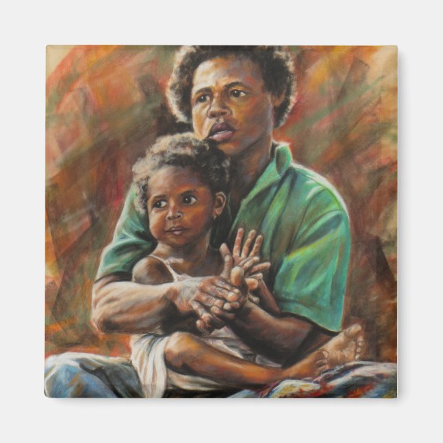 Mutter und Tochter in Papua Neuartige Guinea Magnet (Vorne)