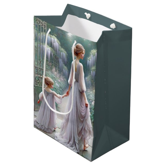 Mutter und Tochter in Wisteria Mittlere Geschenktüte (Vorderseite Schrägansicht)