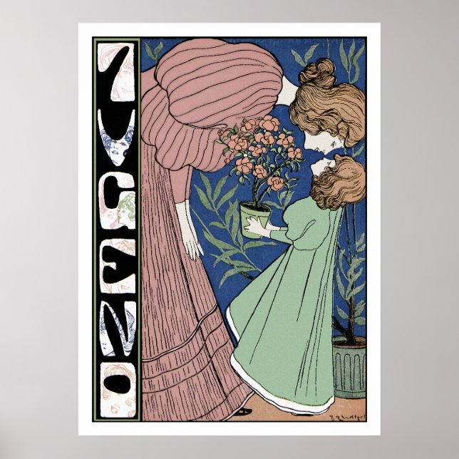 Mutter und Tochter - Jugendstil Poster (Vorne)