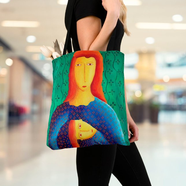 Mutter und Tochter Malerei zeitgenössische Kunst Tasche (Von Creator hochgeladen)