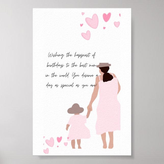 Mutter und Tochter rosa Herzsilhouette Poster (Vorne)