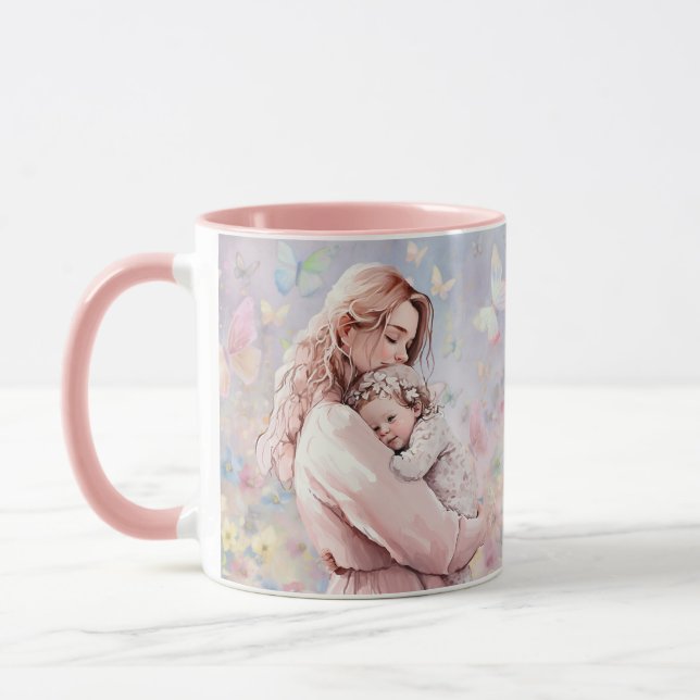 Mutter und Tochter Rosa Tasse (Links)