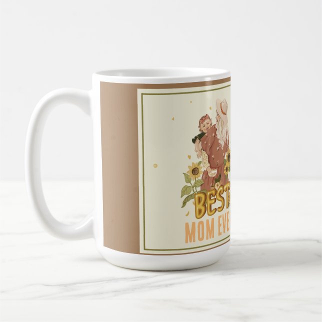 "Mutter und Tochter unter Sonnenblumen in Boho Kaffeetasse (Links)