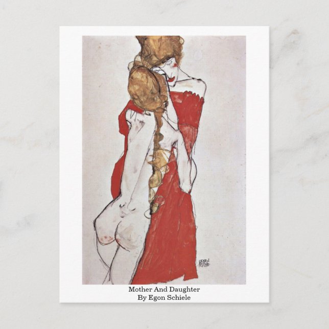 Mutter und Tochter von Egon Schiele Postkarte (Vorderseite)