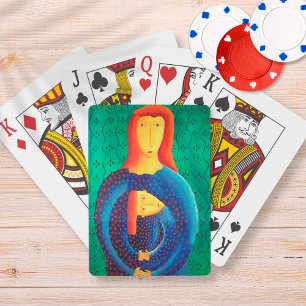 Mutter und Tochter zeitgenössische Kunstmalerei Spielkarten
