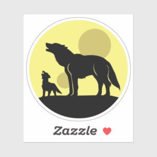 Mutter und Wolf Pup Aufkleber