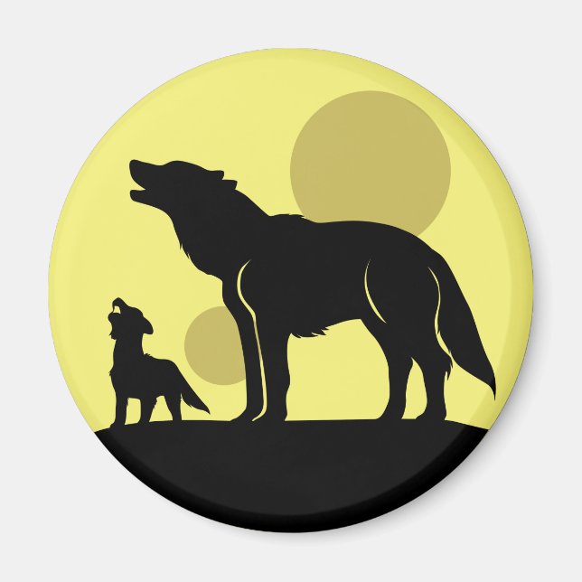 Mutter und Wolf Pup Magnet (Vorne)