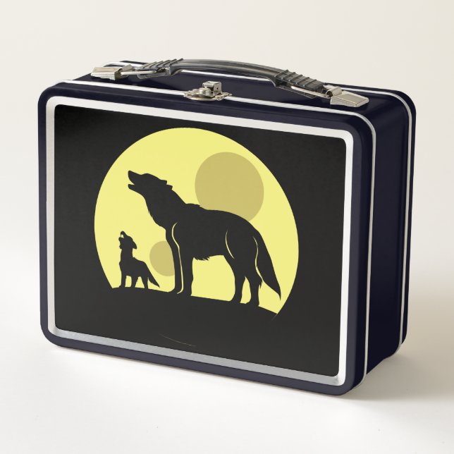 Mutter und Wolf Pup Metall Brotdose (Vorderseite)