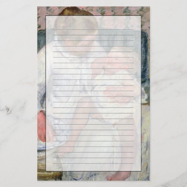 Mutter ungefähr, zum ihres schläfrigen Kindes, Briefpapier (Vorderseite)