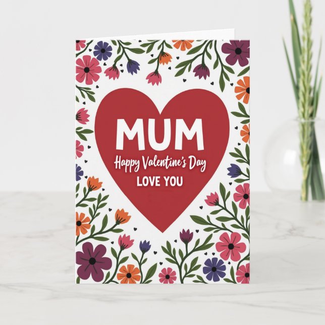 Mutter Valentinstag Blumen Karte (Vorderseite)