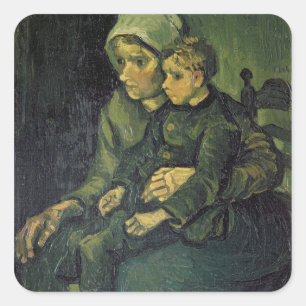 Mutter Vincent van Goghs   und Kind, 1885 Quadratischer Aufkleber