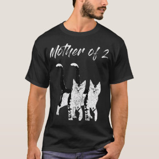 Mutter von 2 zwei Katzen Kätzchen Mom verrückte Ka T-Shirt