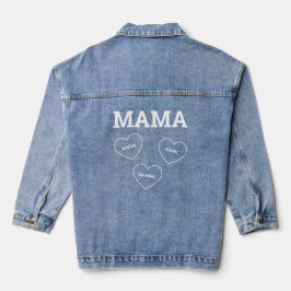 Mutter von 3 Herz Minimal Moderne Mama Kinder Name Jeansjacke