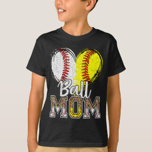 Mutter von beiden Ballmutter halb Softball halb Ba T-Shirt