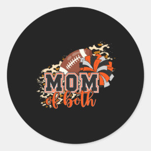 Mutter von beiden Football Cheer Orange Schwarzer Runder Aufkleber