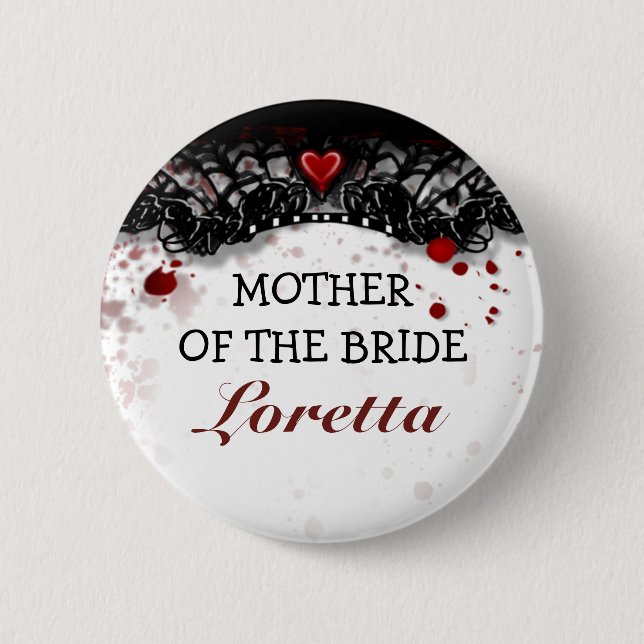 Mutter von Braut-Blut-Spritzer-Halloween-Hochzeit Button (Vorderseite)