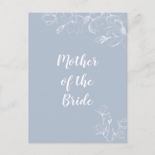 MUTTER VON BRIDE GROOM Dusty Blue White Magnolias Postkarte (Vorderseite)