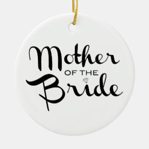Mutter von Bride Retro Script Black auf Weiß Keramikornament