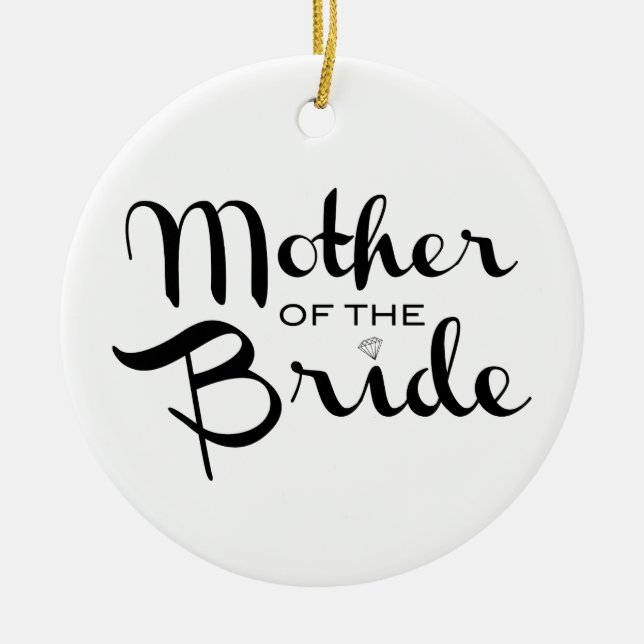 Mutter von Bride Retro Script Black auf Weiß Keramikornament (Vorne)