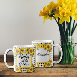 Mutter von Groom Personalisiert Gingham Sunflowers Kaffeetasse
