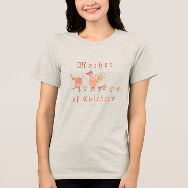 Mutter von Hühnern, Illustrierte Farm Girl Tri-Blend Shirt (Vorderseite)