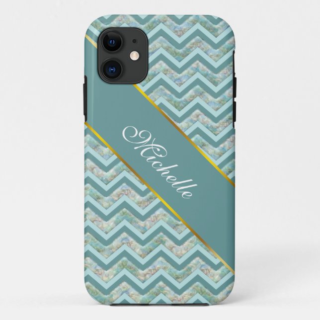 Mutter von Pearl Aquamarin ZigZag Case-Mate iPhone Hülle (Rückseite)