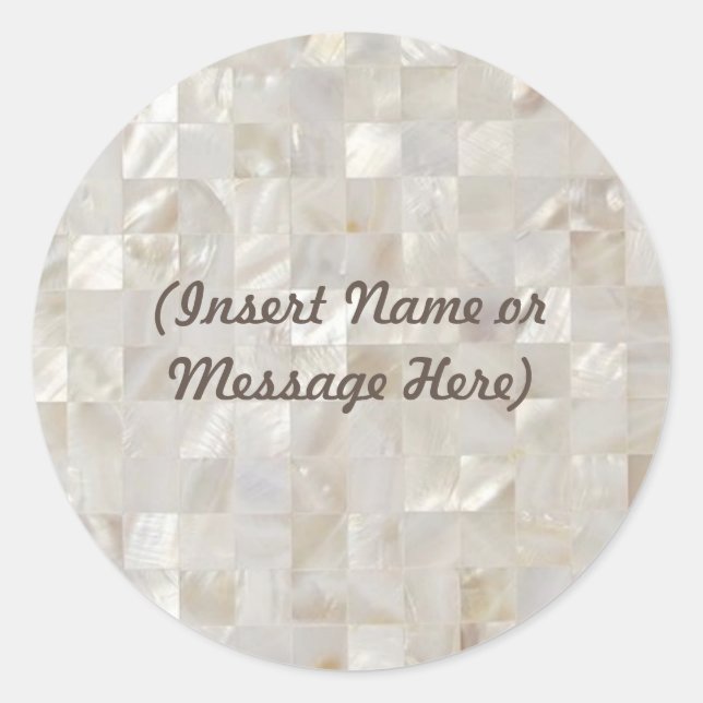 Mutter von Pearl, Beige Personalisiert Runder Aufkleber (Vorderseite)