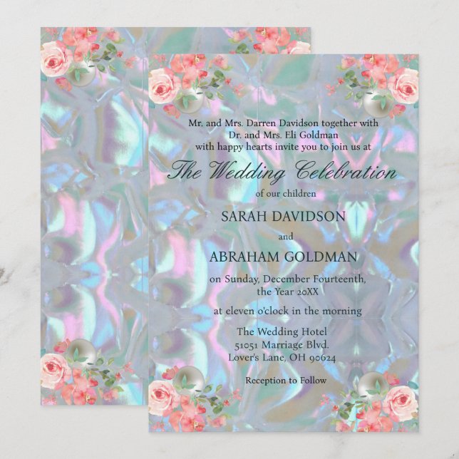 Mutter von Pearl Iridescent Elegant Wedding Invita Einladung (Vorne/Hinten)
