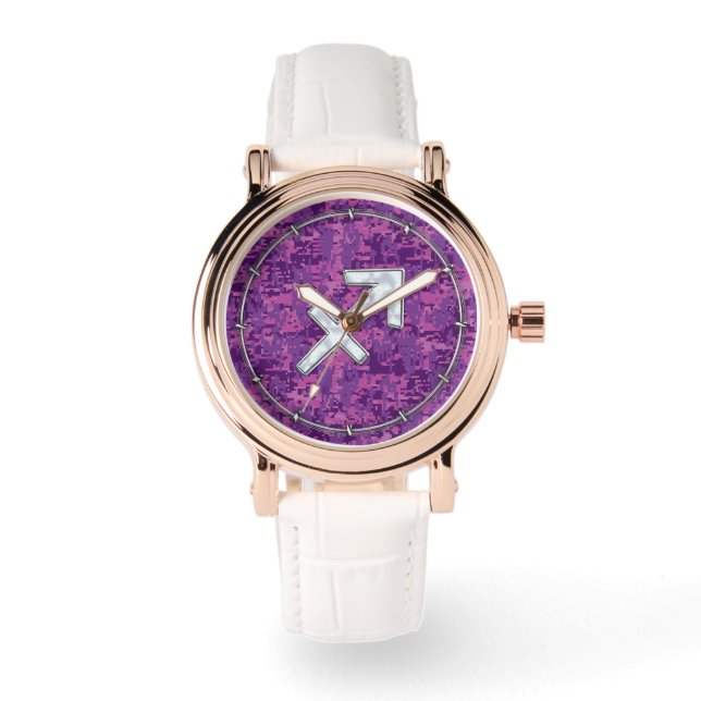 Mutter von Pearl Sagittarius Symbol Fuchsia Camouf Armbanduhr (Vorderseite)