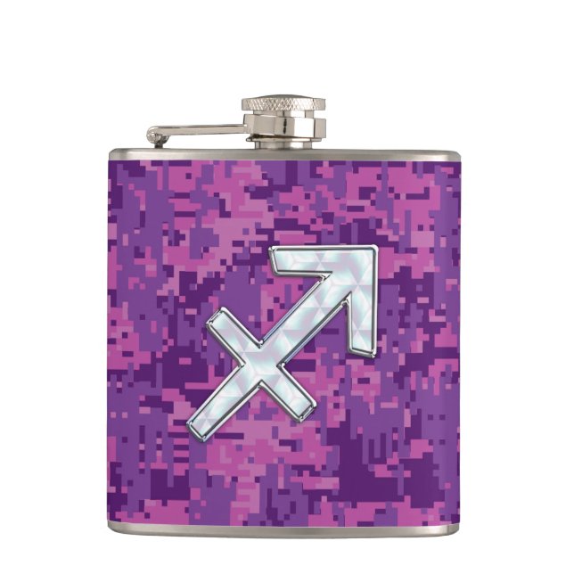 Mutter von Pearl Sagittarius Symbol Fuchsia Camouf Flachmann (Vorderseite)