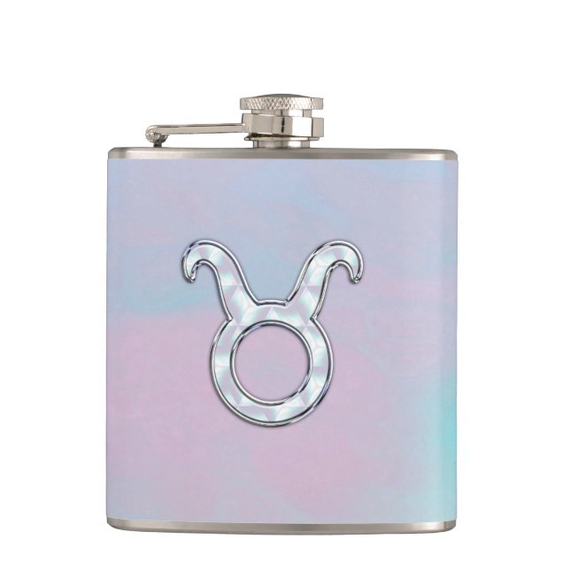 Mutter von Pearl Style Taurus Zodiac Horoskop Flachmann (Vorderseite)
