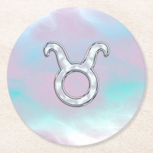 Mutter von Pearl Style Taurus Zodiac Horoskop Runder Pappuntersetzer