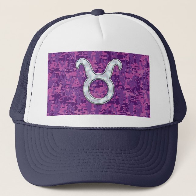 Mutter von Pearl Taurus Zodiac Sign auf der digita Truckerkappe (Vorderseite)