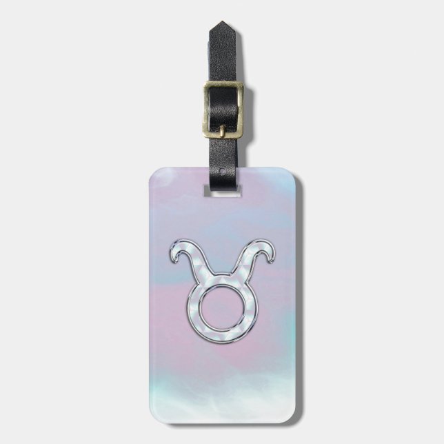 Mutter von Pearl Taurus Zodiac Symbol Gepäckanhänger (Vorderseite vertikal)