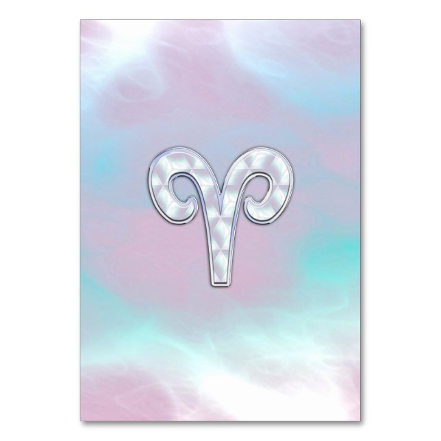 Mutter von Perlstil Aries Zodiac Sign Tischnummer (Vorderseite)