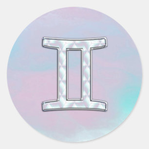 Mutter von Perlstil Gemini Zeichen Runder Aufkleber