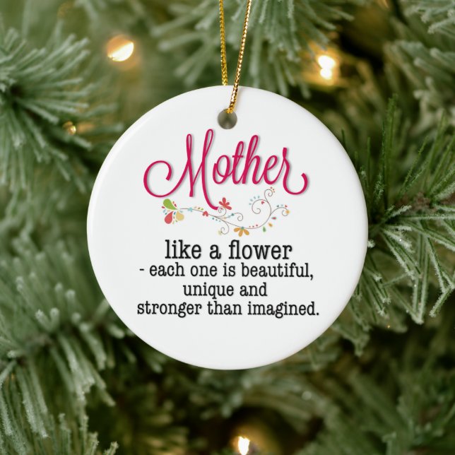 Mutter wie eine Blume, jede ist wunderschön Keramik Ornament (Baum)