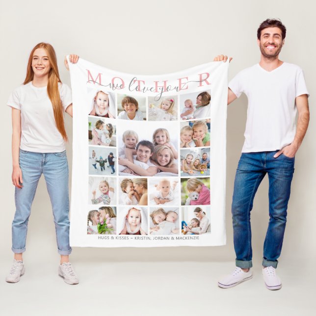 Mutter Wir Liebe Sie 17 Foto Script Personalisiert Fleecedecke (Beispiel)