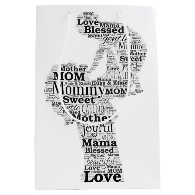 Mutter Word Art Mittlere Geschenktüte (Vorderseite)