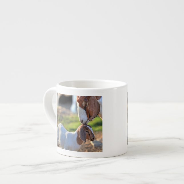 Mutter-Ziege u. Baby Espressotasse (Vorderseite Links)